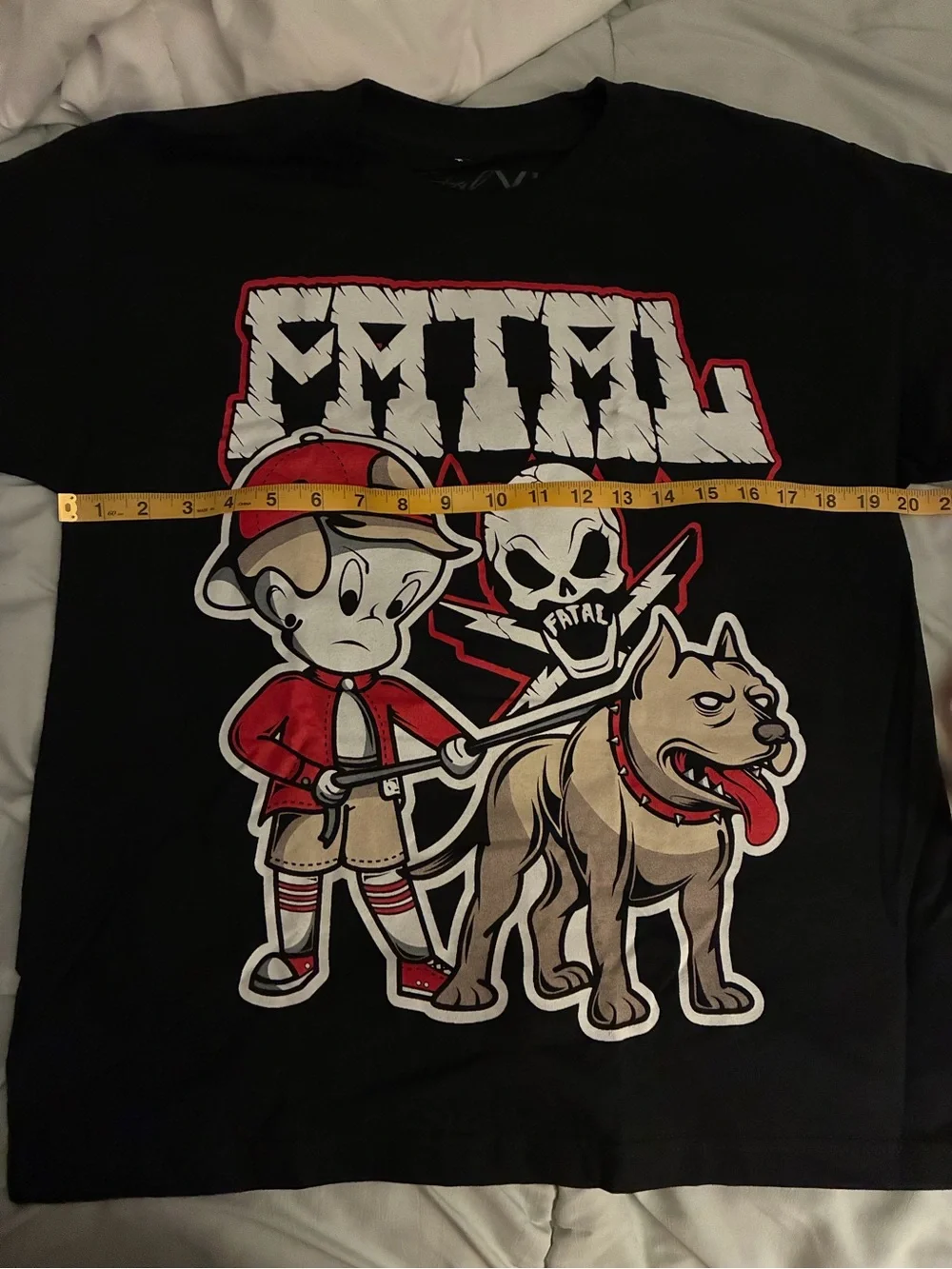 Fatal Brand Black Graphic Tee Boy with Pitbull Dog Skull - XL